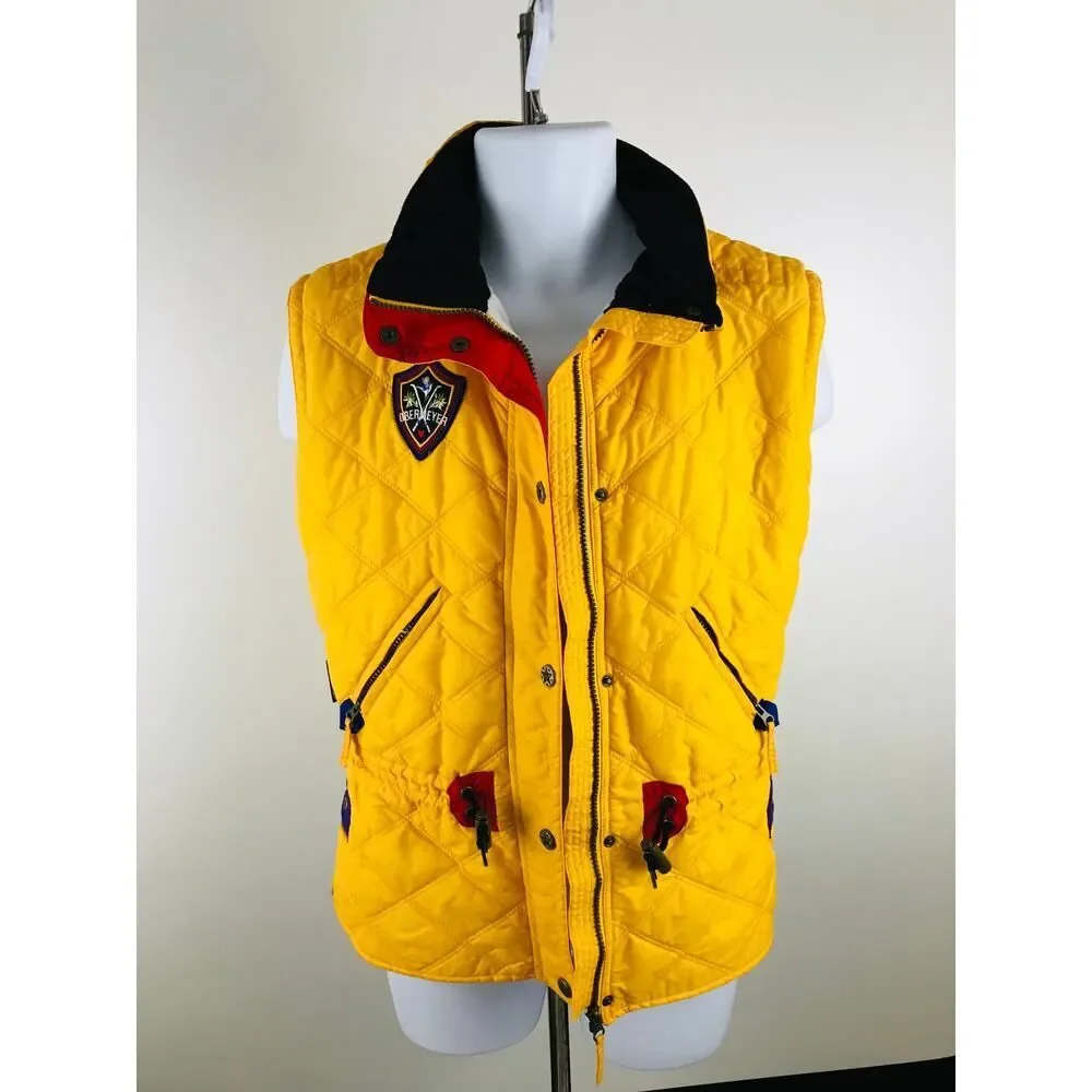 Obermeyer‎ Ski Vest Zip Buttons Yellow Patches Womens Size 14